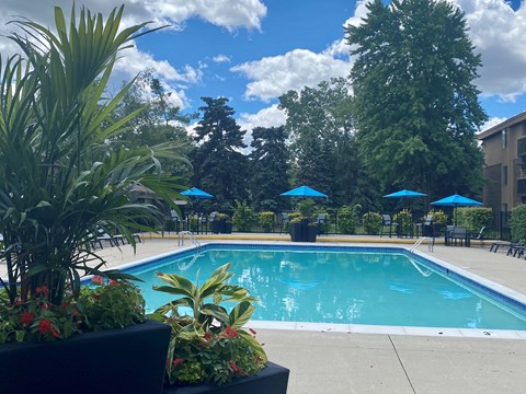 Sparkling pool at Lakeside Village Apartments Clinton Township MI 48038